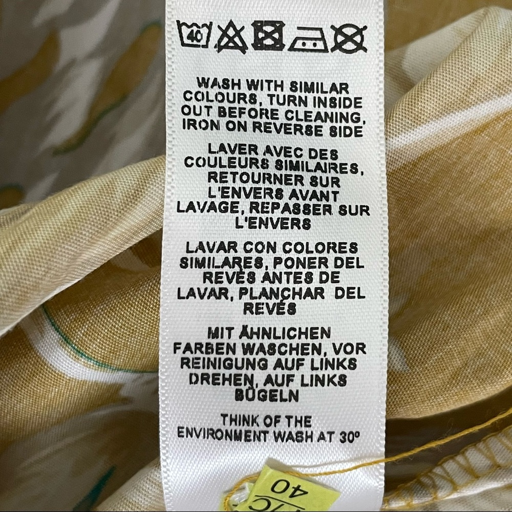 ASOS NWT FRONT RUCHED LEAFS MUSTARD YELLOW TANK TOP DRESS 4 - Picture 4 of 4